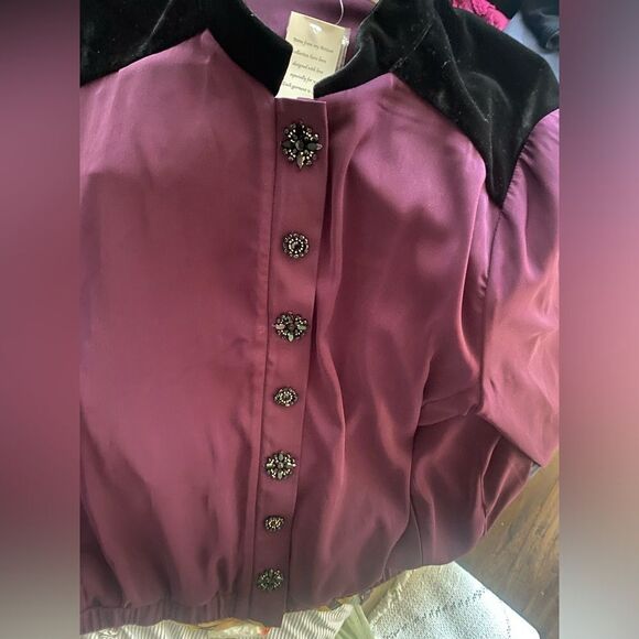 Susan Graver Artisan Bomber Jacket  Womens  Size 16 Peachskin Statement Button - Picture 3 of 16